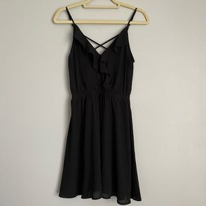 Lush Black Ruffle Dress